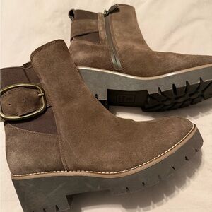 Blondo Taupe Suede Ankle Booties